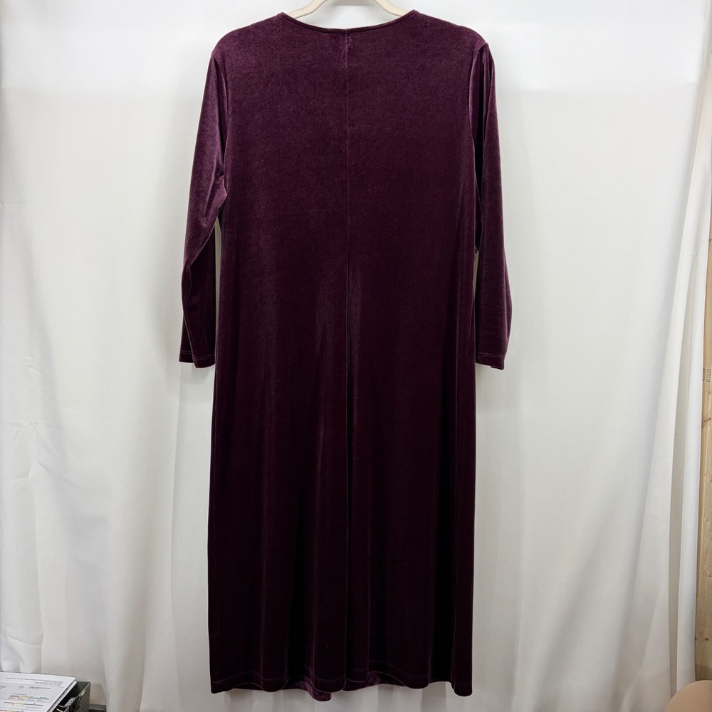 Lands End Womens Size 14/16 Velvet Twist Front V-Neck Midi Dress Plum Purple - Picture 5 of 6